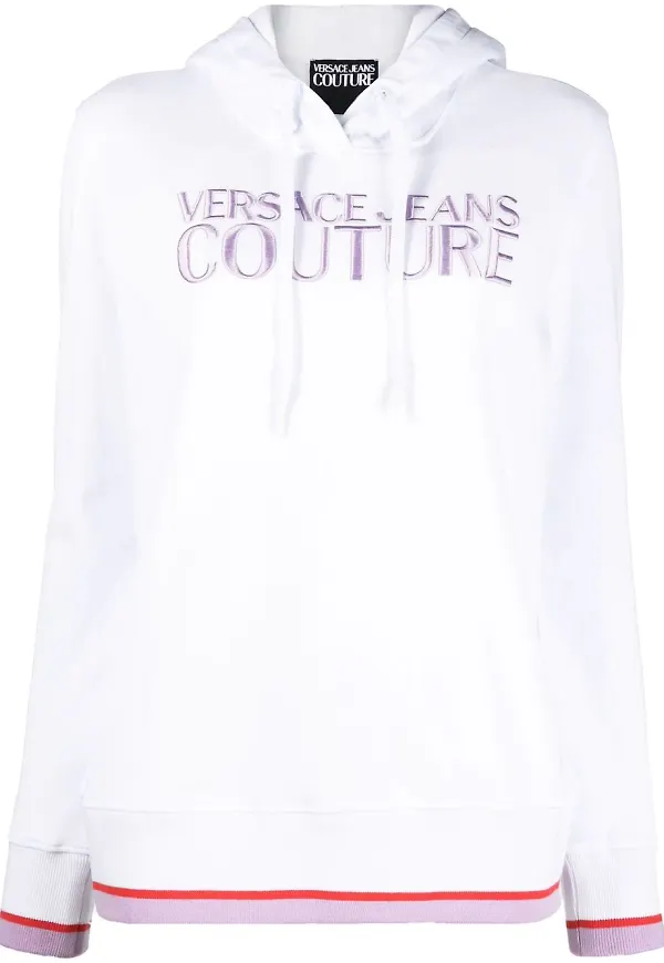 Versace Jeans Couture hoodie med broderad logotyp - Vit
