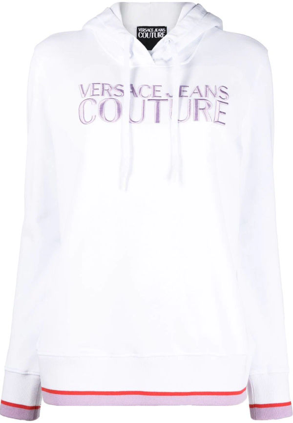Versace Jeans Couture hoodie med broderad logotyp - Vit