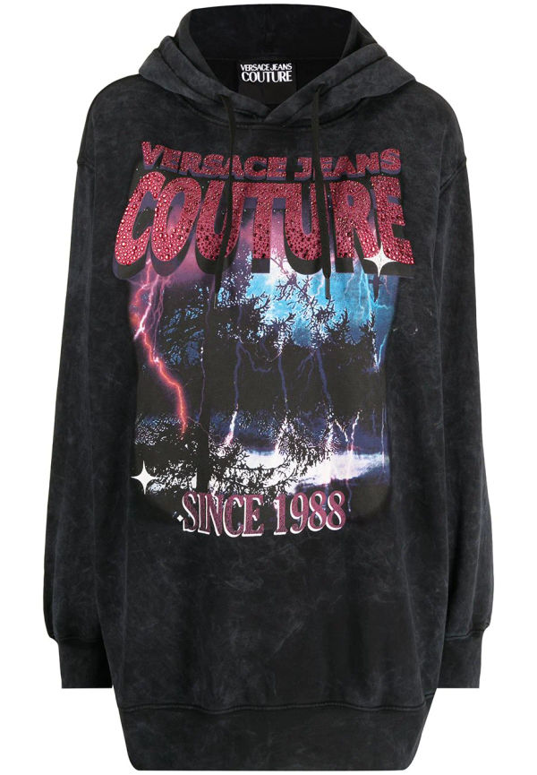 Versace Jeans Couture hoodie med grafiskt tryck - Svart