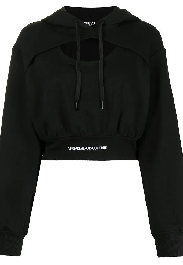 Versace Jeans Couture hoodie med logotypband - Svart