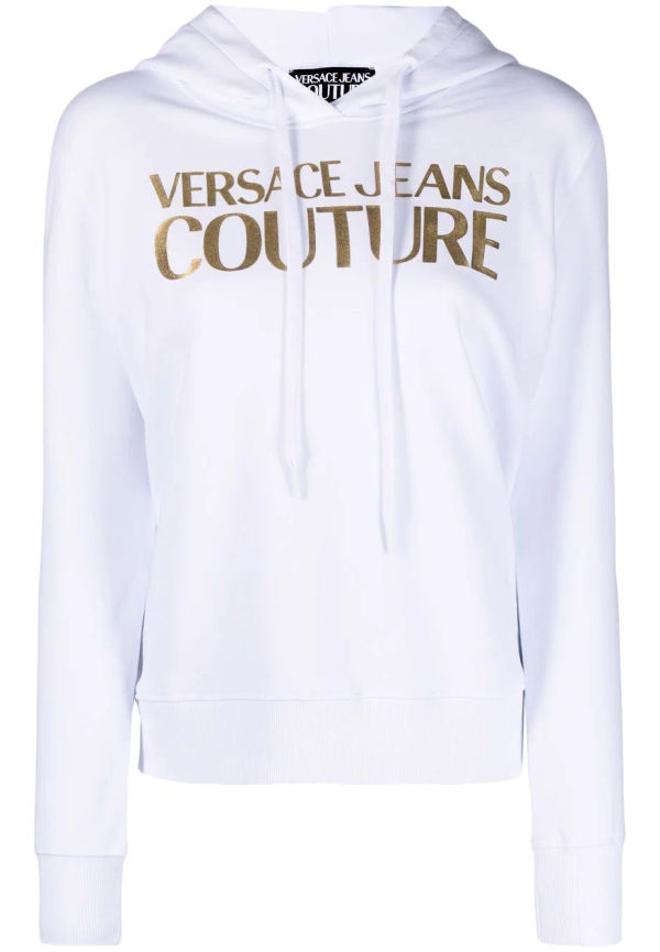 Versace Jeans Couture hoodie med metallisk logotyp - Vit