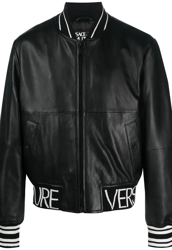 Versace Jeans Couture intarsiastickad bomberjacka - Svart