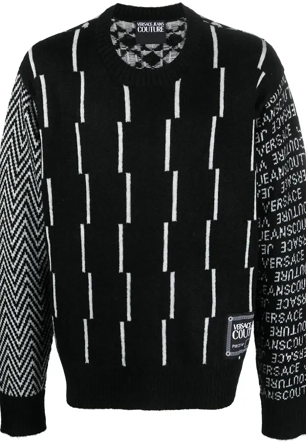 Versace Jeans Couture intarsiastickad tröja - Svart