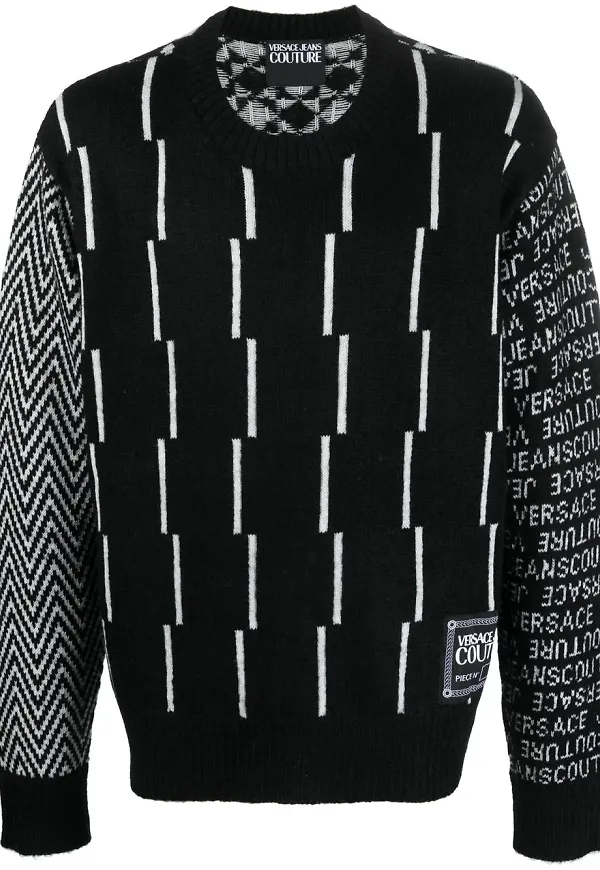 Versace Jeans Couture intarsiastickad tröja - Svart