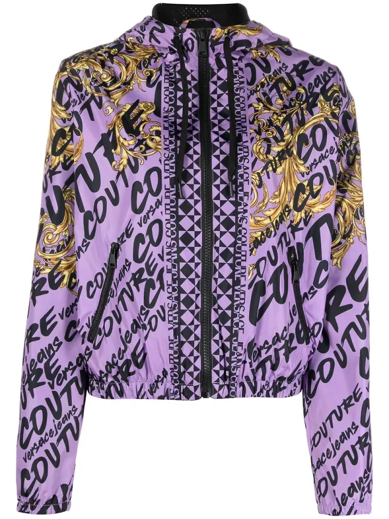 Versace Jeans Couture jeansjacka med barocktryck - Lila