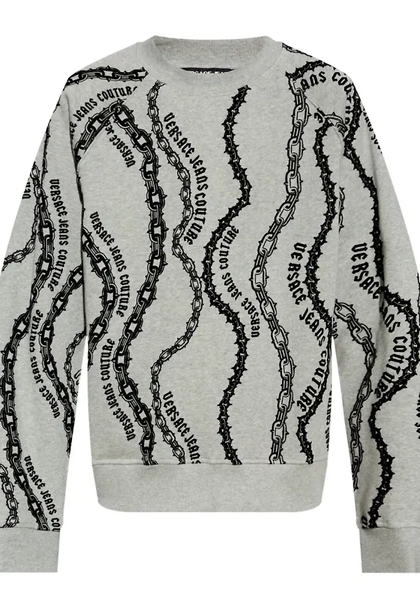 Versace Jeans Couture kedjemönstrad sweatshirt - Grå