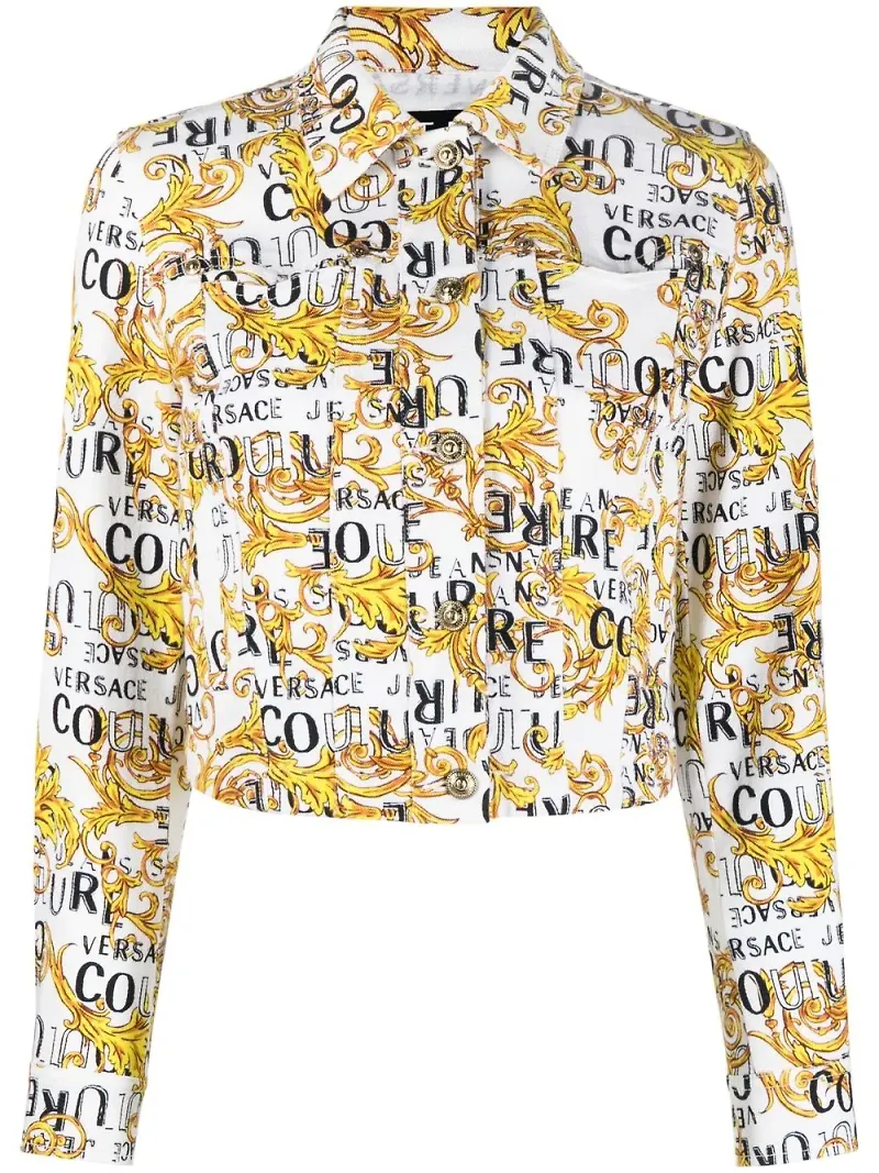 Versace Jeans Couture kort jacka med logotyp - Vit