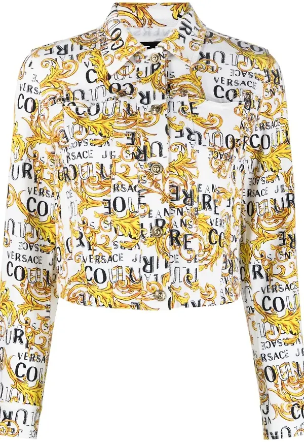 Versace Jeans Couture kort jacka med logotyp - Vit