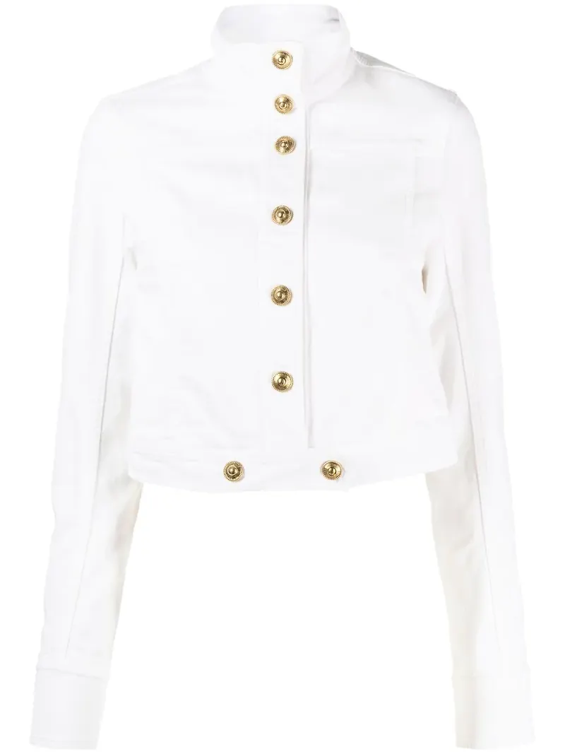 Versace Jeans Couture kort jacka med logotypmärke - Vit