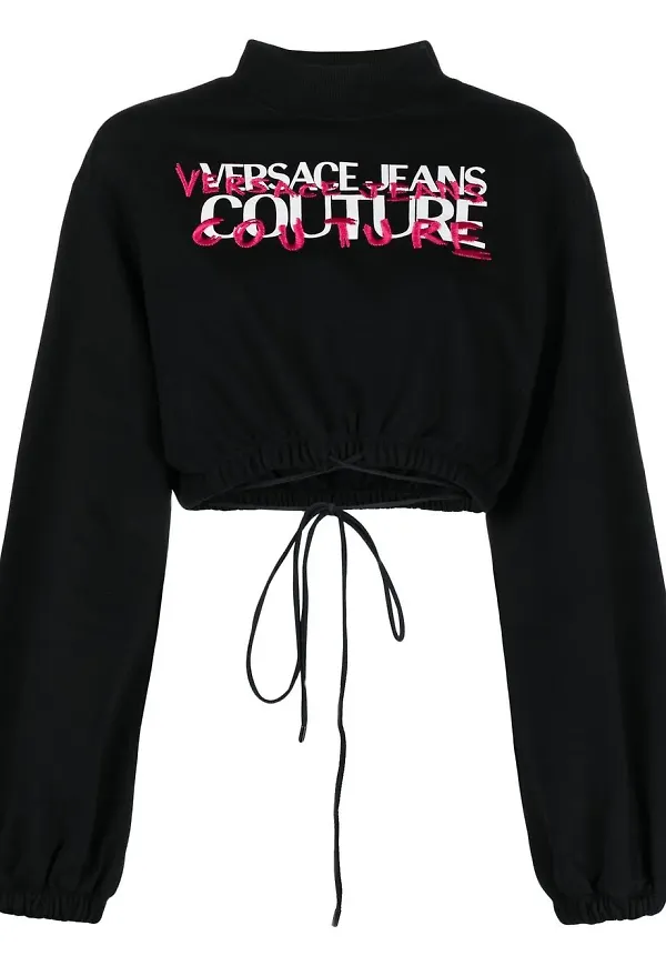 Versace Jeans Couture kort sweatshirt med logotyp - Svart