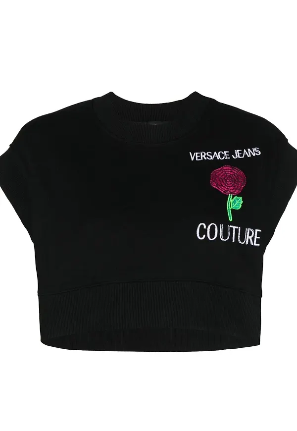 Versace Jeans Couture kort t-shirt med logotyp - Svart
