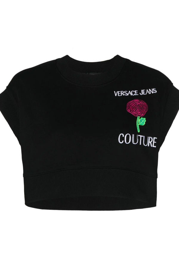 Versace Jeans Couture kort t-shirt med logotyp - Svart