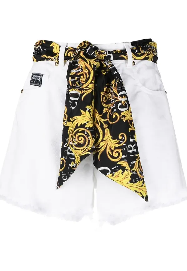 Versace Jeans Couture korta shorts med knytning - Vit