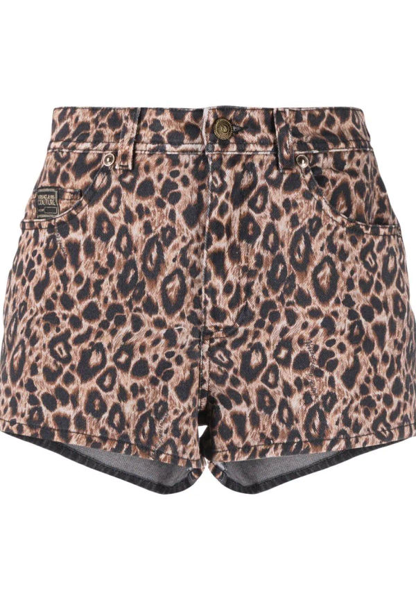 Versace Jeans Couture leopardmönstrade jeansshorts - Brun