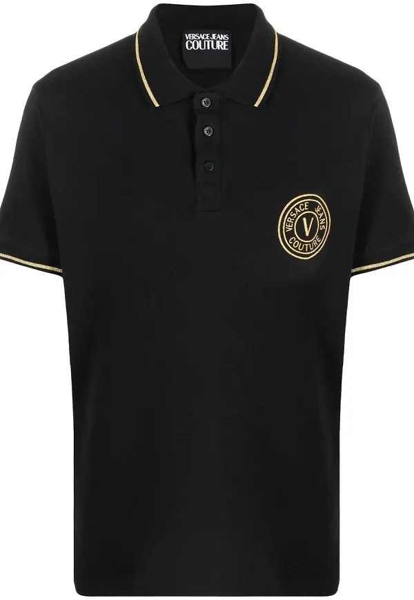 Versace Jeans Couture logo-patch polo shirt - Svart