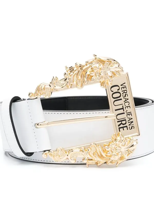 Versace Jeans Couture läderbälte med logotyp - Vit