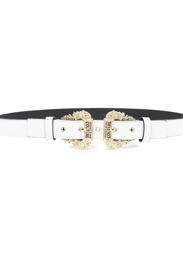 Versace Jeans Couture läderbälte med spänne - Vit
