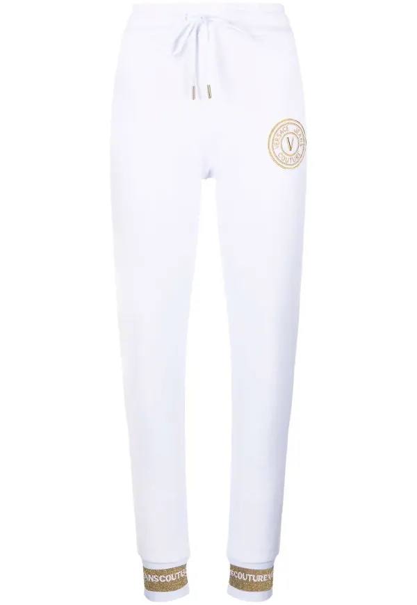 Versace Jeans Couture mjukisbyxor med broderad logotyp - Vit