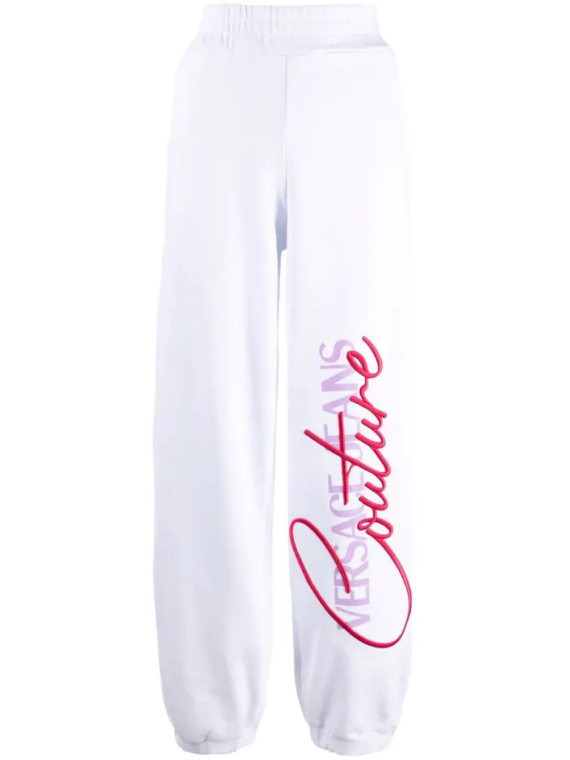 Versace Jeans Couture mjukisbyxor med broderad logotyp - Vit