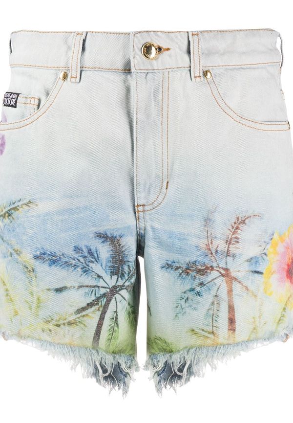 Versace Jeans Couture mönstrade jeansshorts - Blå