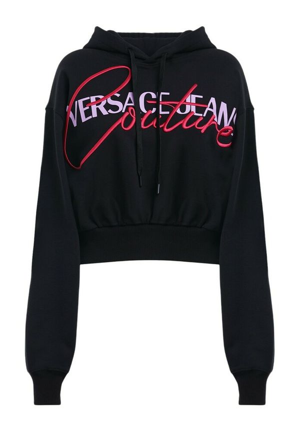 Versace Jeans Couture Oversized Hoodie with Embroidery Detail Svart, Dam