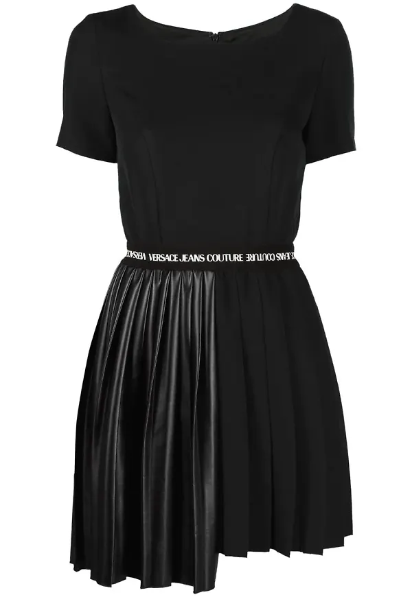 Versace Jeans Couture plisserad asymmetrisk t-shirtklänning - Svart