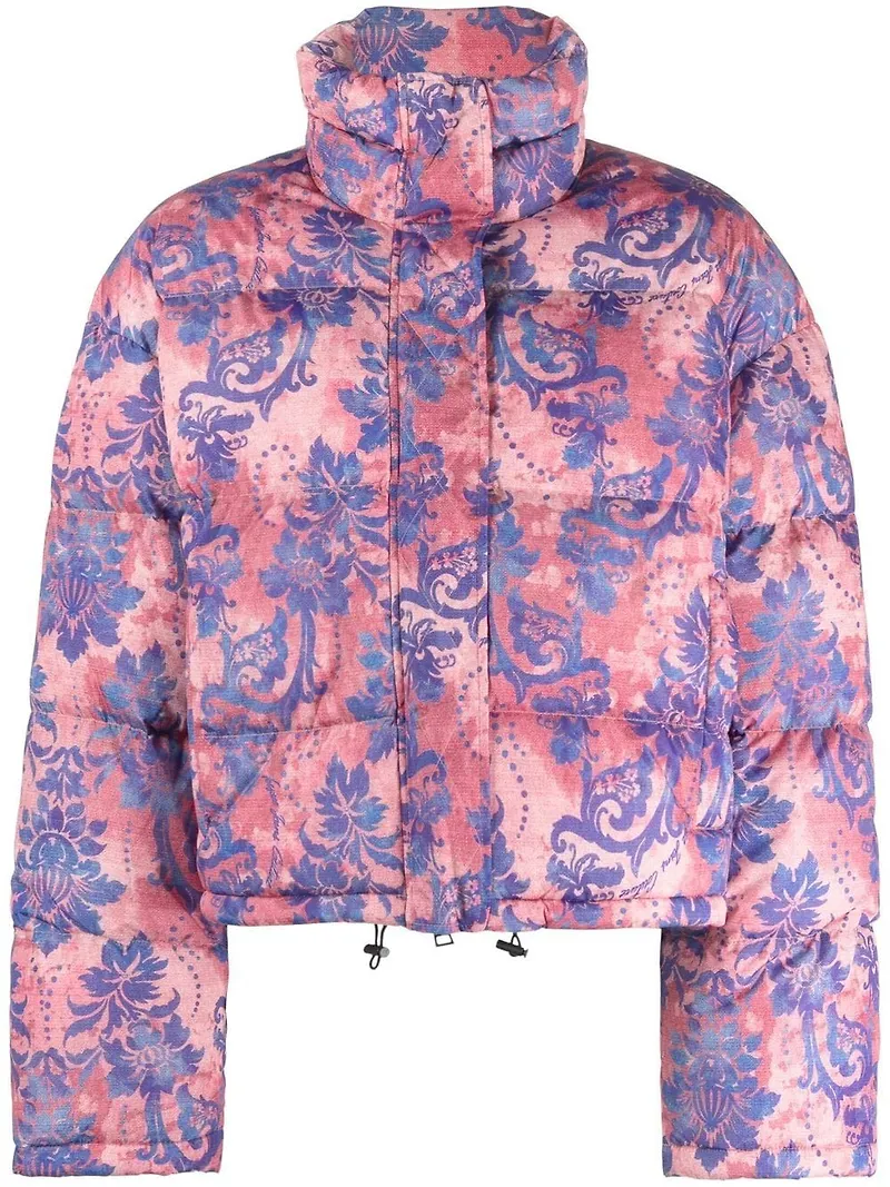 Versace Jeans Couture puffjacka med barockmönster - Rosa