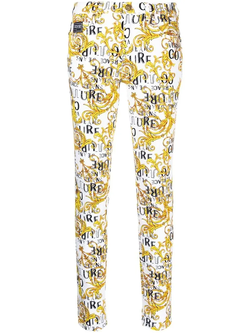 Versace Jeans Couture raka byxor med logotyp - Vit
