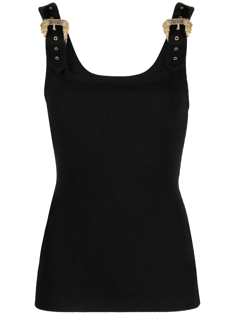 Versace Jeans Couture ribbat linne med spänne - Svart