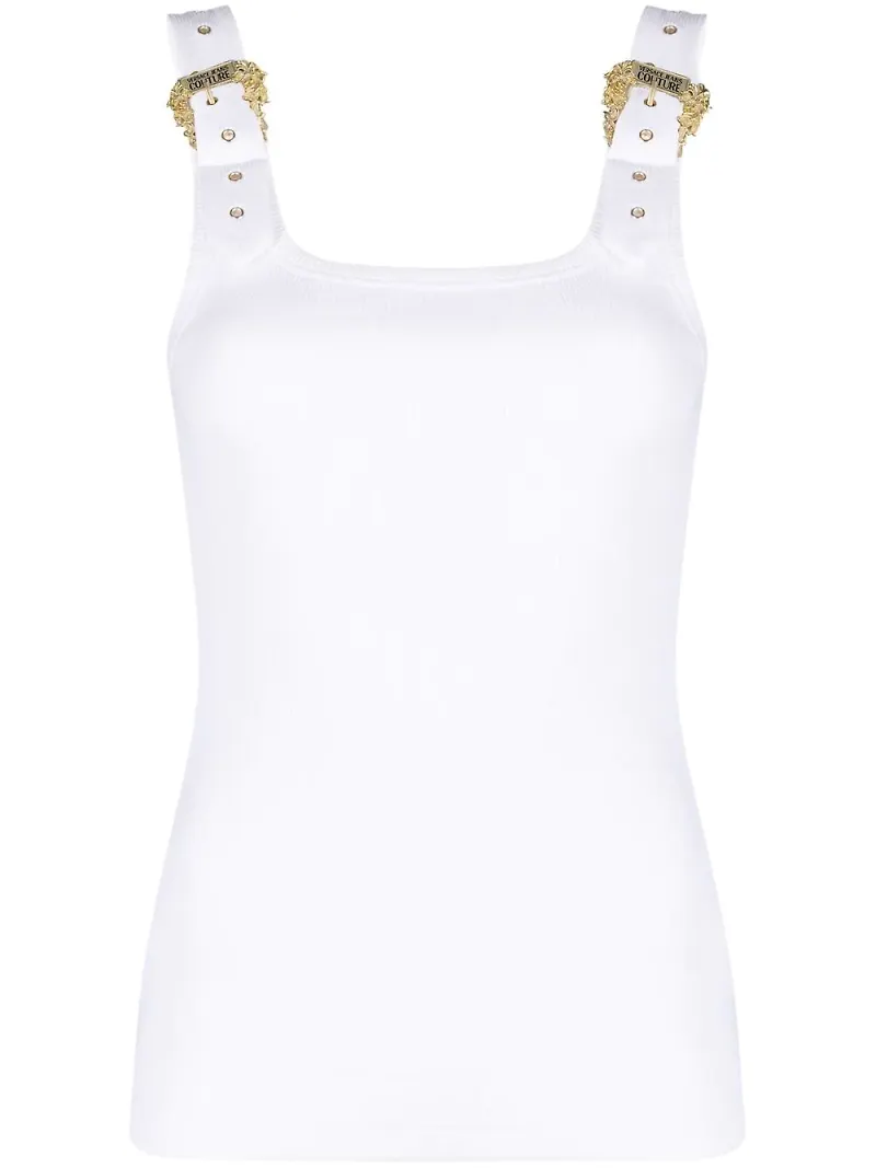 Versace Jeans Couture ribbat linne med spänne - Vit