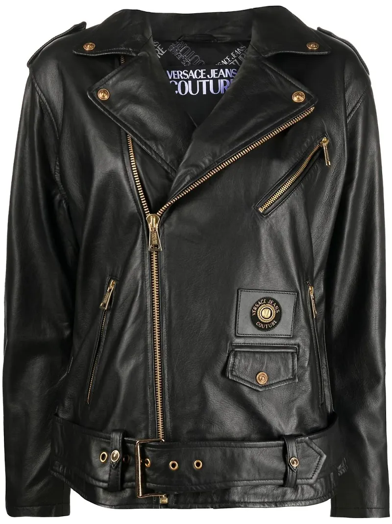 Versace Jeans Couture skinnjacka i bikermodell - Svart