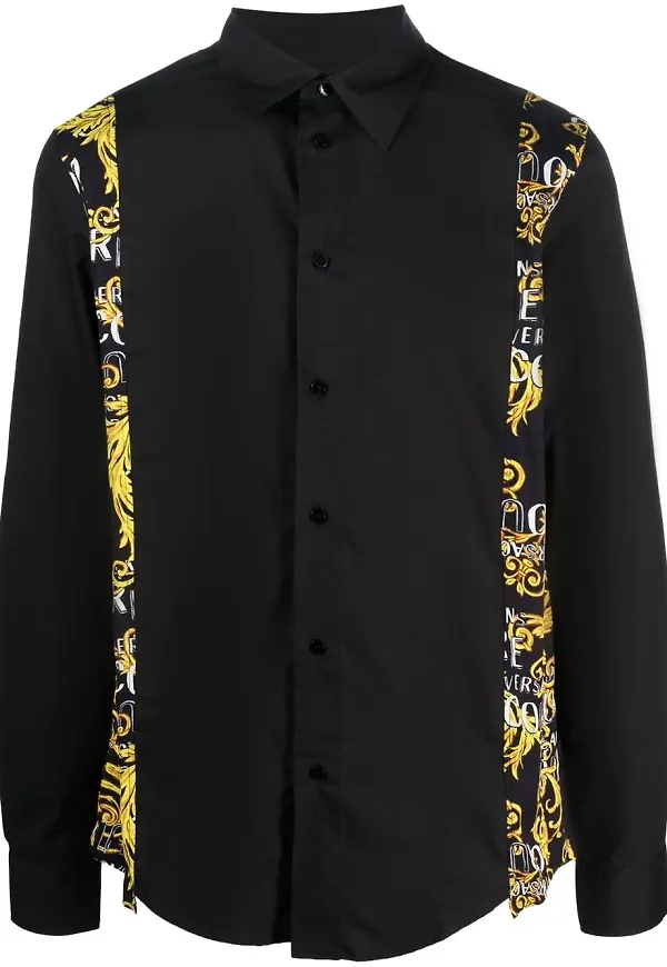 Versace Jeans Couture skjorta med barockmönstrad panel - Svart