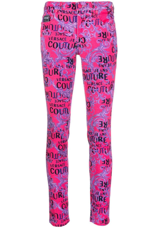 Versace Jeans Couture smala byxor med logotyp - Rosa