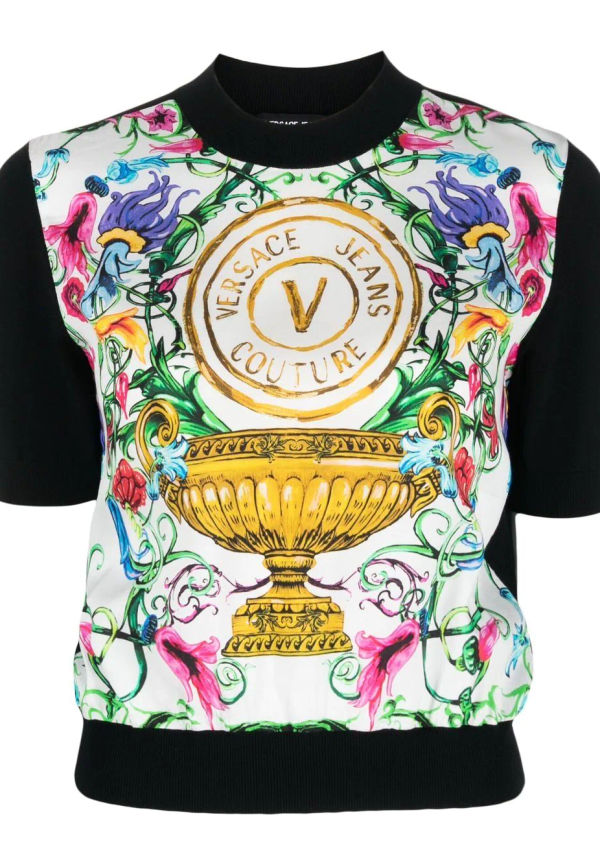 Versace Jeans Couture stickad topp med logotyp - Svart