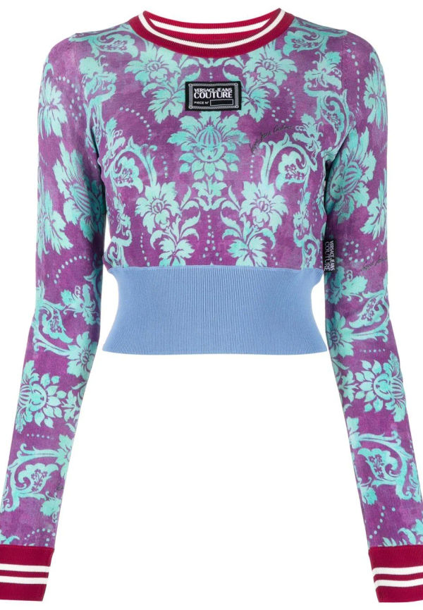 Versace Jeans Couture stickad tröja med logotypmärke - Lila