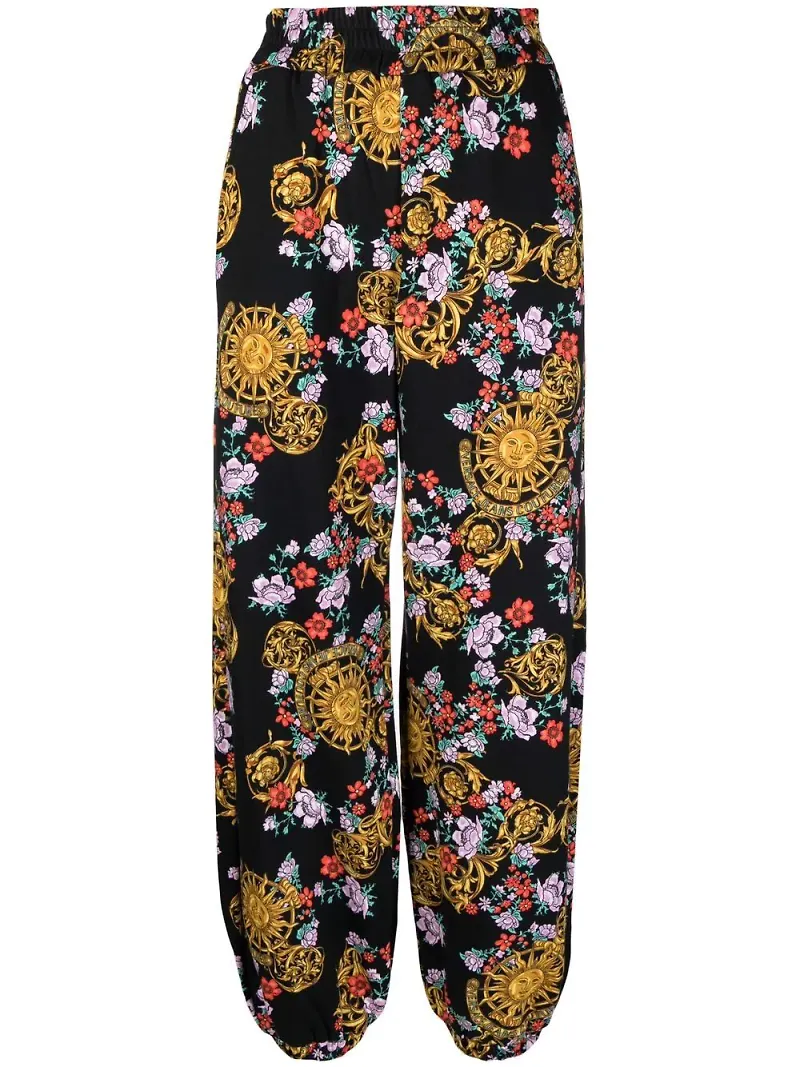 Versace Jeans Couture Sun Flower Garland byxor med panel - Svart
