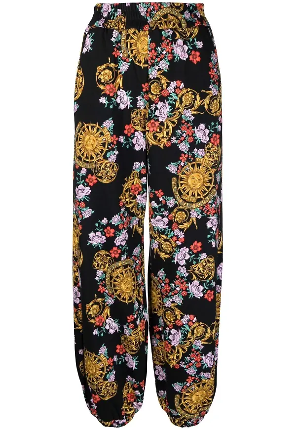 Versace Jeans Couture Sun Flower Garland byxor med panel - Svart