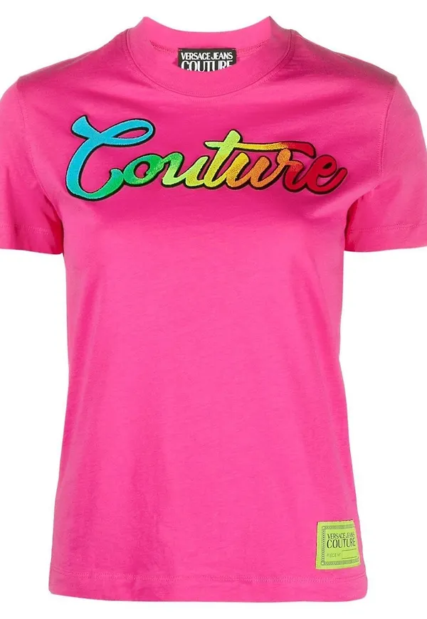 Versace Jeans Couture t-shirt med broderad logotyp - Rosa