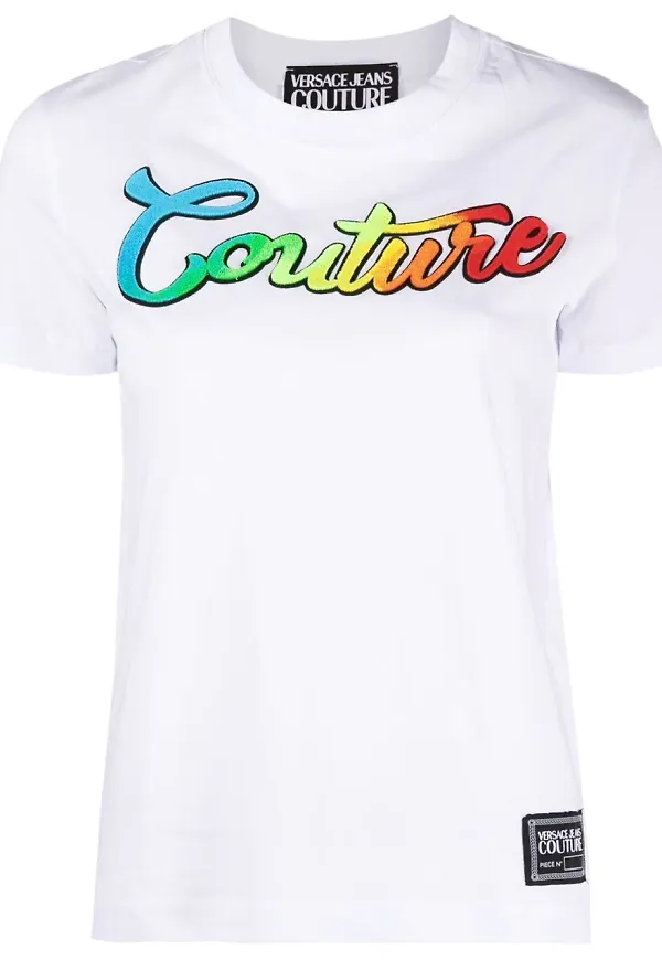 Versace Jeans Couture t-shirt med broderad logotyp - Vit