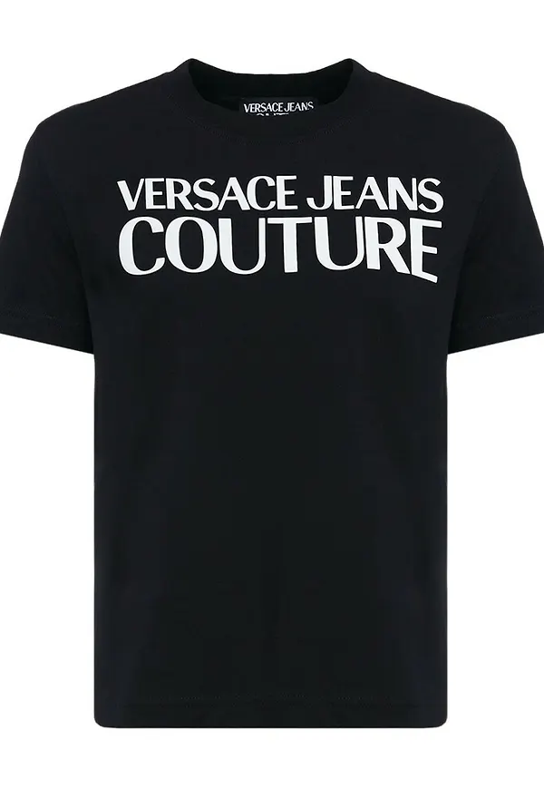 Versace Jeans Couture T-Shirt With Rubberised Logo Print Svart, Dam