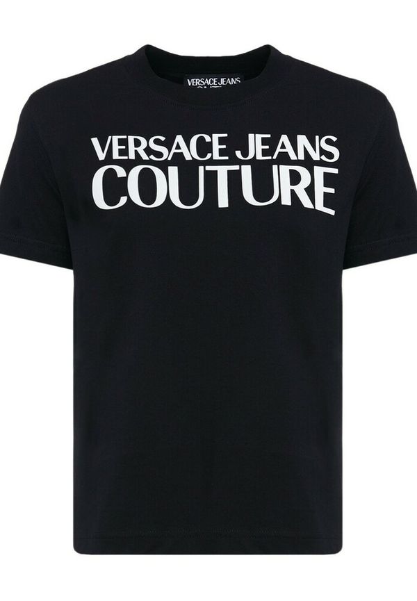 Versace Jeans Couture T-Shirt With Rubberised Logo Print Svart, Dam