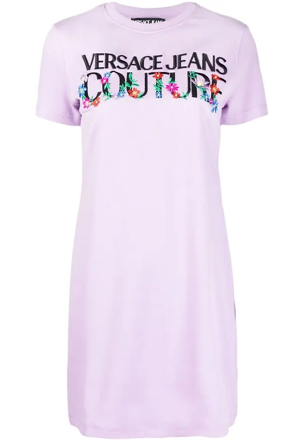 Versace Jeans Couture t-shirtklänning med broderad logotyp - Lila