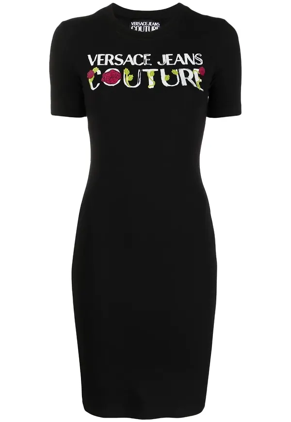 Versace Jeans Couture t-shirtklänning med logotyp - Svart