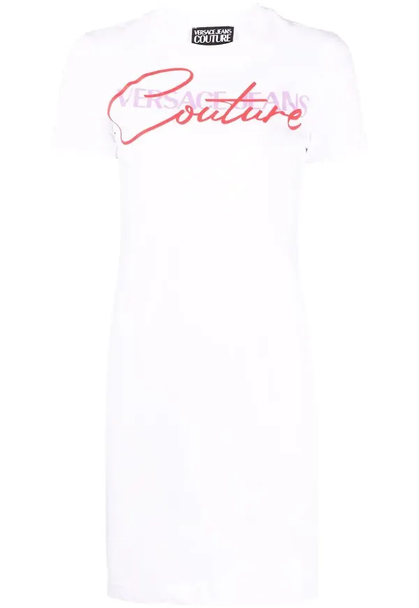 Versace Jeans Couture t-shirtklänning med logotyp - Vit