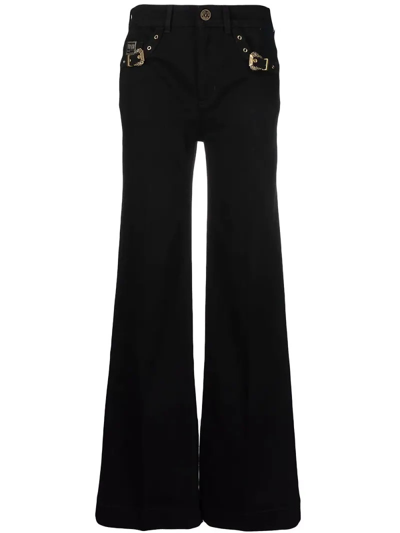 Versace Jeans Couture utsvängda byxor med spänne - Svart