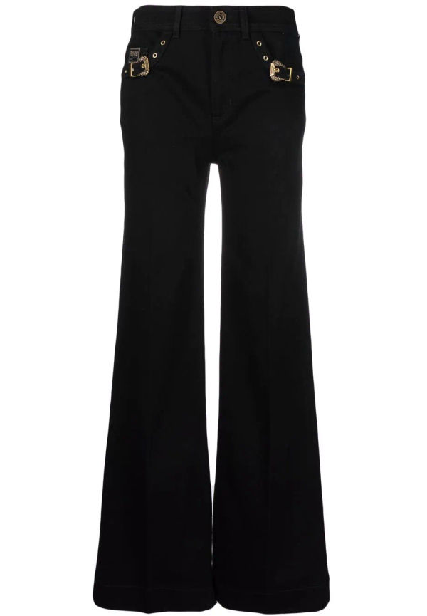 Versace Jeans Couture utsvängda byxor med spänne - Svart