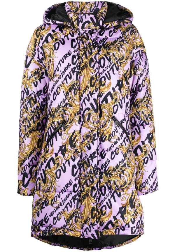 Versace Jeans Couture vadderad ytterjacka med logotyp - Lila