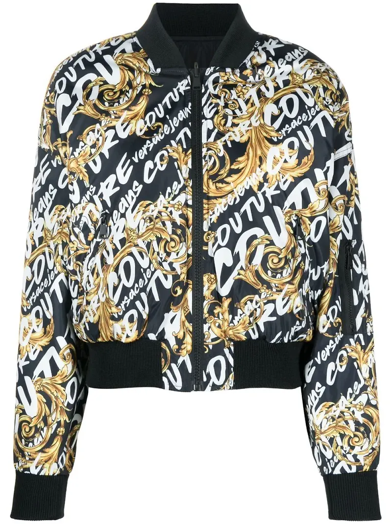 Versace Jeans Couture vändbar bomberjacka med logotyp - Svart