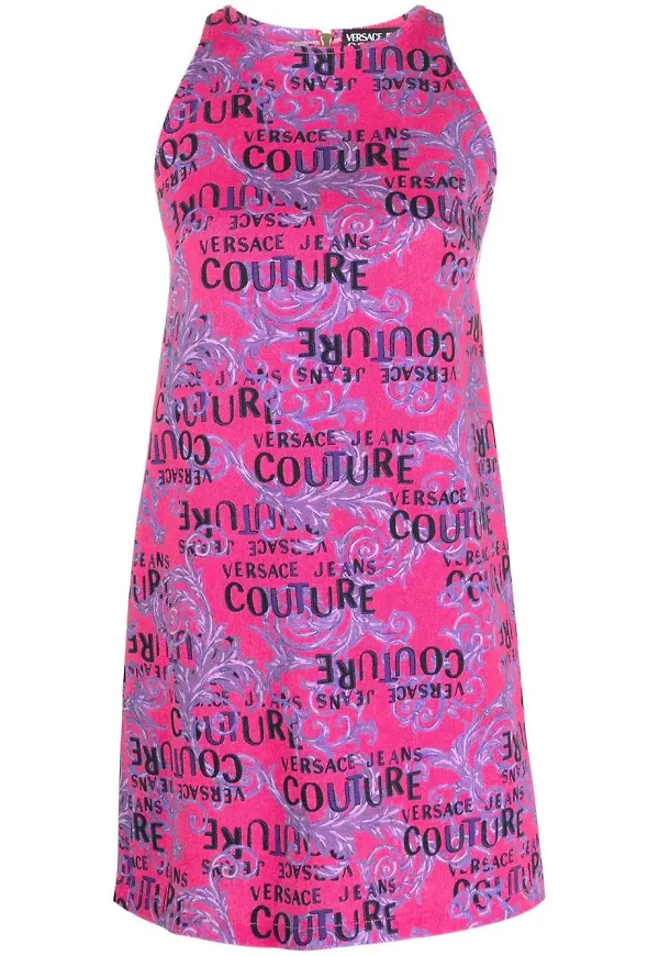 Versace Jeans Couture ärmlös miniklänning med logotyp - Rosa