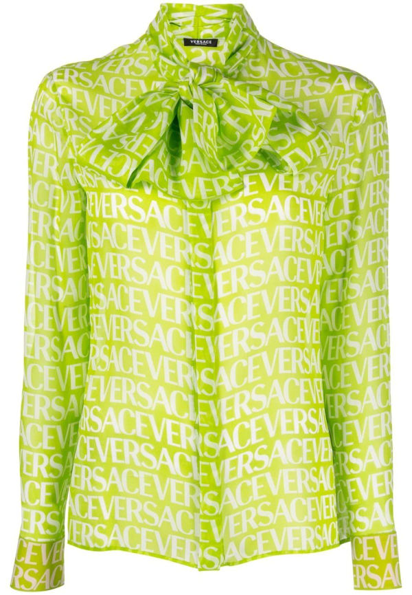 Versace knytblus med logotyp - Grön